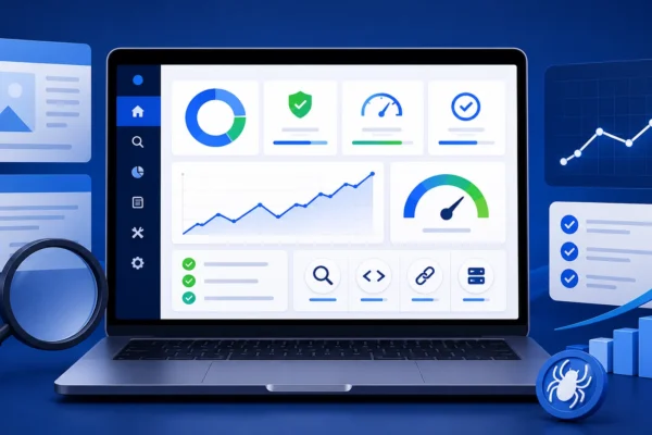 Free SEO audit tool dashboard checking website SEO issues and ranking opportunities