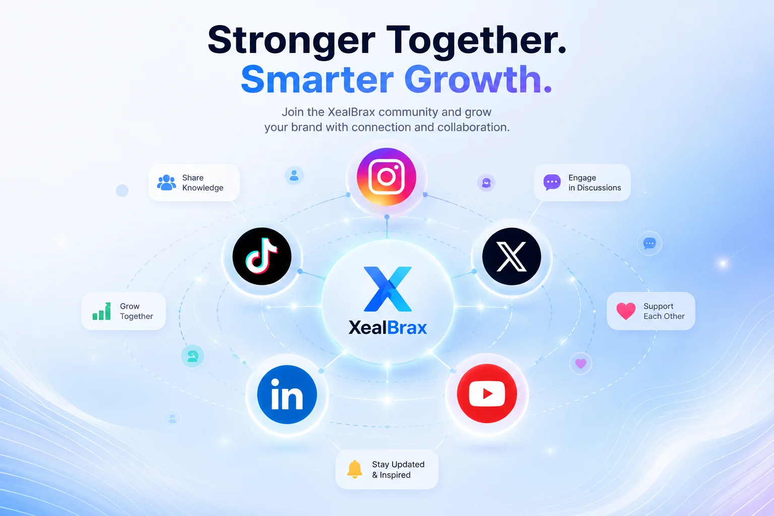XealBrax Creator Community illustration showing private collaboration, contribution credits, and creator visibility support